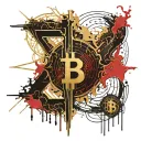 gold and black Bitcoin symbol veins coming out like organs tattoo design idea