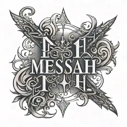 the word "messiah" in cybersigilism design inspired tattoo design idea