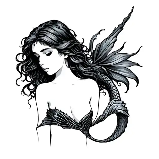 Topless Mermaid tattoo design idea