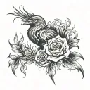 phoenix rose fire surrounded tattoo design idea