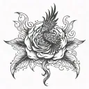 phoenix rose fire surrounded tattoo design idea