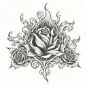 phoenix rose fire surrounded tattoo design idea