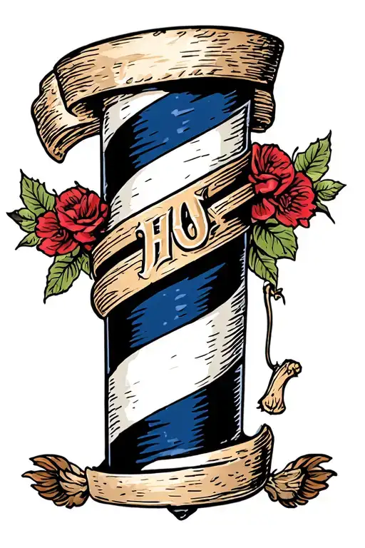 barber pole tattoo design idea