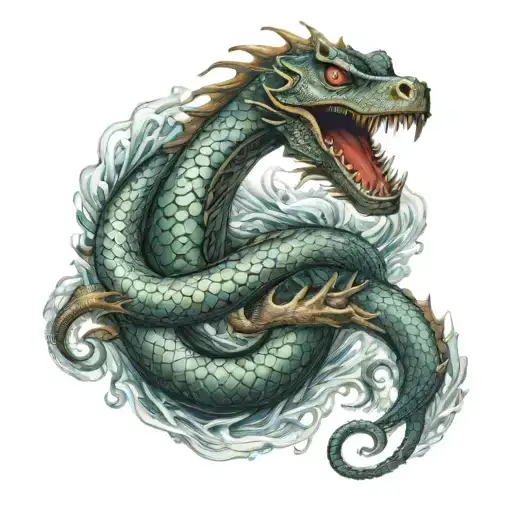 sea serpent from mythology tattoo design idea