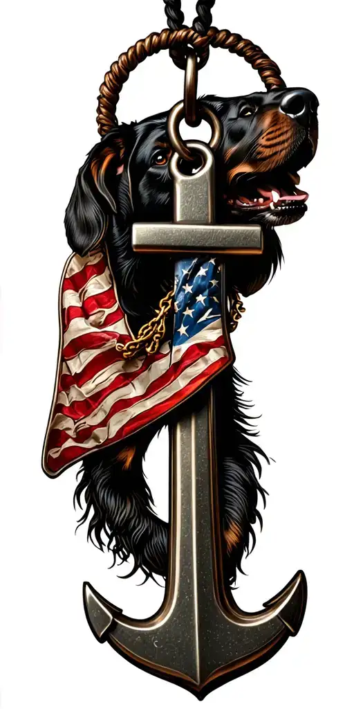 Anchor & dog tags hanging tattoo design idea