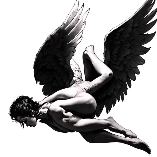 fallen angel falling tattoo design idea