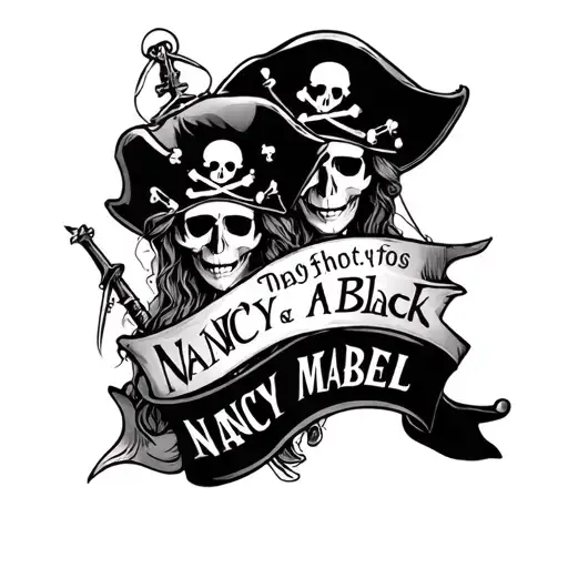 pirate style tattoo featuring the names nancy and mabel tattoo design idea