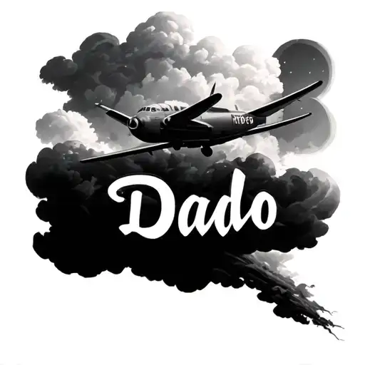 plane fading out of existence, delicate text saying Dad tattoo design idea
