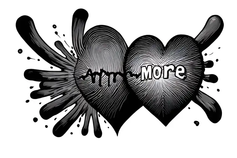 heart made with thumb print with a life line coming out of it that says more tattoo design idea