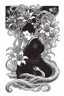 Charon crossing red spider lily tattoo design idea