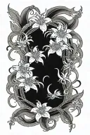 Charon crossing red spider lily tattoo design idea