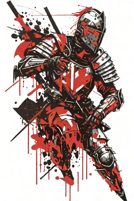 knight black and white drawing tattoo design idea