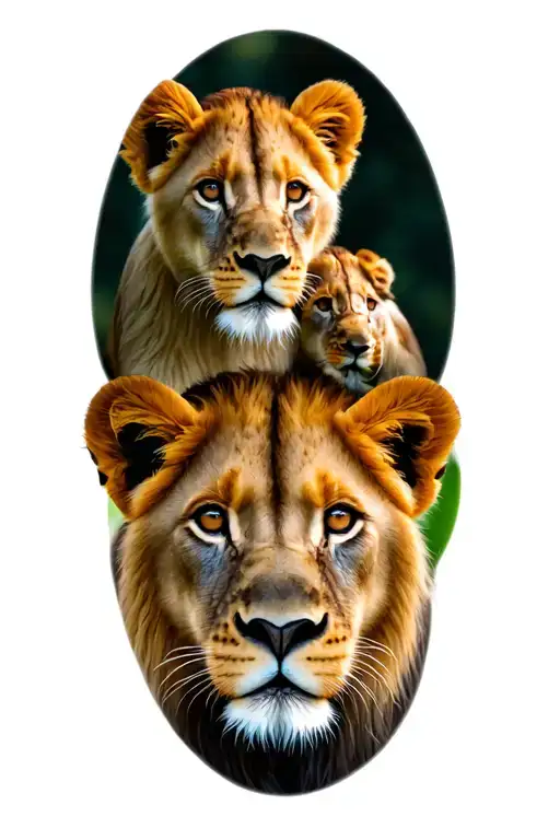 3 lion cubs, eyes the color of the birthstones for the birthdates May, February, and September  tattoo design idea