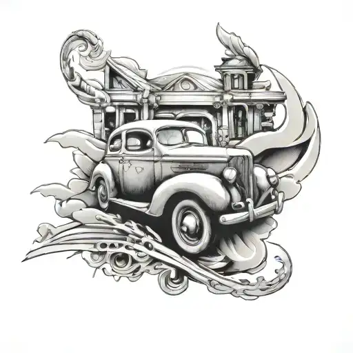 getaway car tattoo design idea
