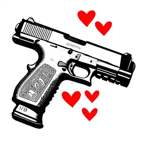 glock 19 and hearts tattoo design idea