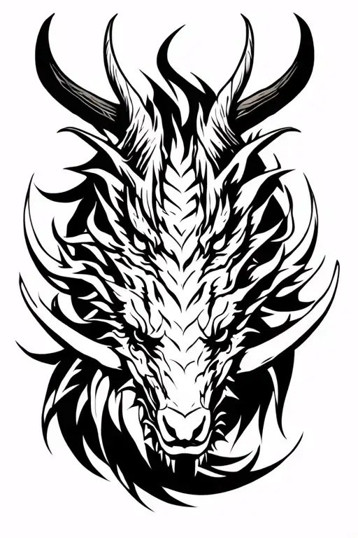 Dragon and ox horns tattoo design idea