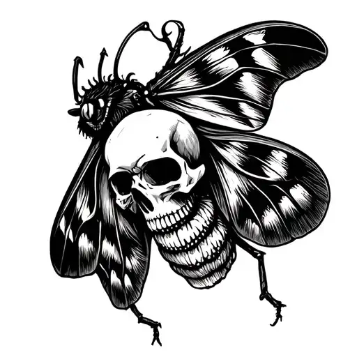 Death Moth With Skull Face  tattoo design idea