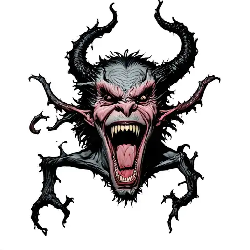 laugh now cry later demons tattoo design idea