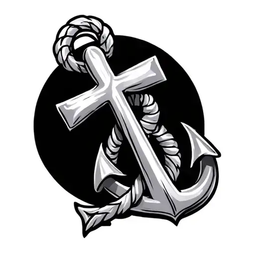 anchor with cross made with cancer ribbon intertwined tattoo design idea