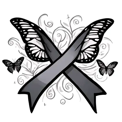 Recovery Ribbon Without Butterflies tattoo design idea