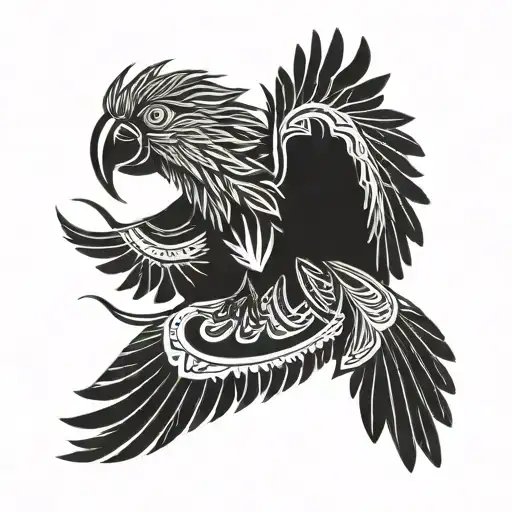 hyacinth macaw flying away tattoo design idea