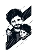 Dad and little son for forearm tattoo design idea