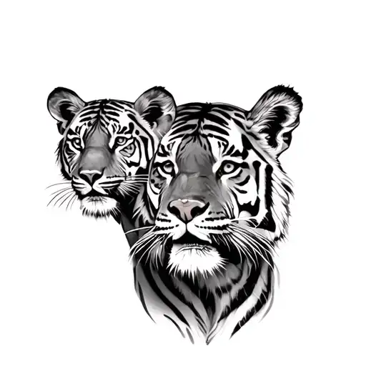 Tiger And 2 Cubs tattoo design idea