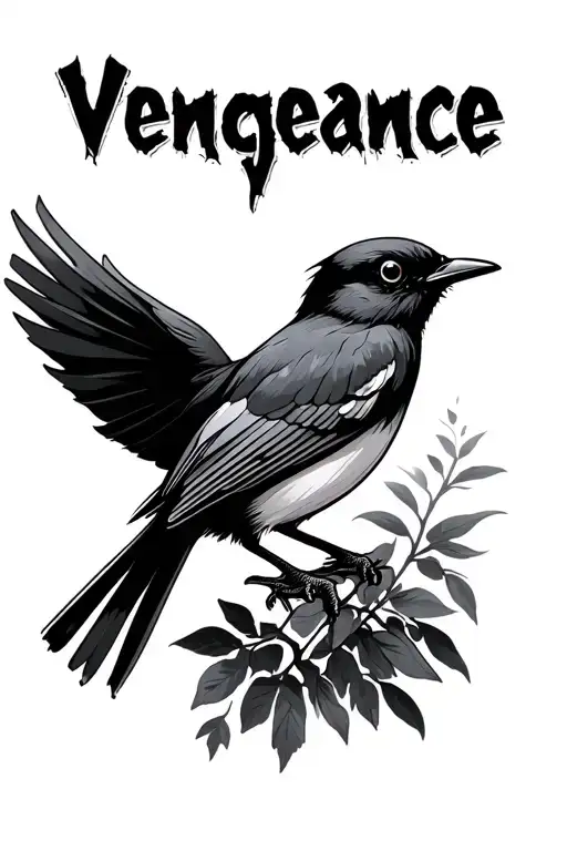 "vengeance" "vengeance" willy wagtail bird  tattoo design idea