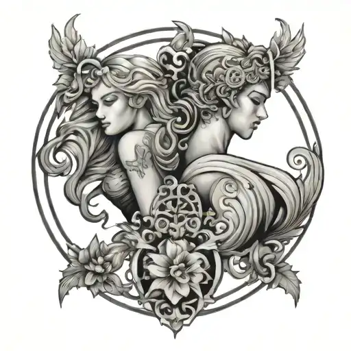 Zodiac sign Gemini Virgo tattoo design idea