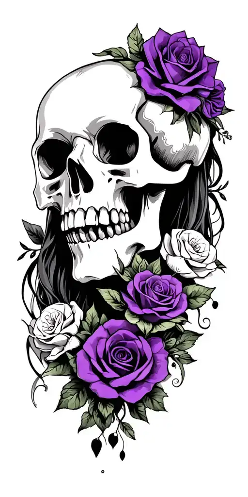 wedding, black, dark purple, skulls, love, veteran tattoo design idea
