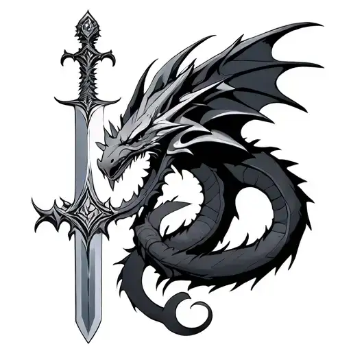 Zelda Dragon wrapped around the master sword tattoo design idea