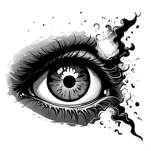 volcano spewing eyeballs tattoo design idea