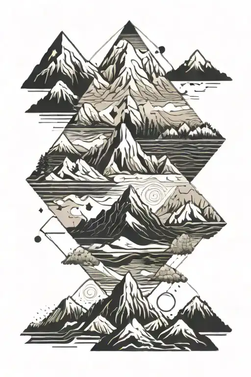 mountains with upleasant wether  tattoo design idea
