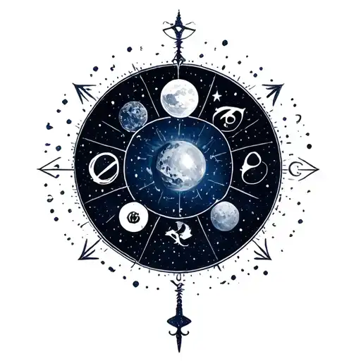 Astrological sign Balance Mix with French Navy tattoo design idea
