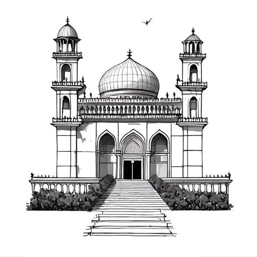 Alhambra Spain tattoo, very fine line, no details, very simple tattoo design idea