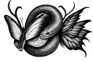half Snake half Butterfly wings tattoo design idea