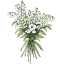 bouquet of lily of the valley, hawthorn, asters, and morning glory tattoo design idea