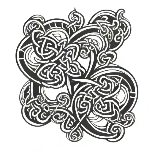 two celtic hearts with infinity symbol intertwined tattoo design idea