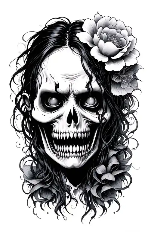 Japanese horror tattoo design idea