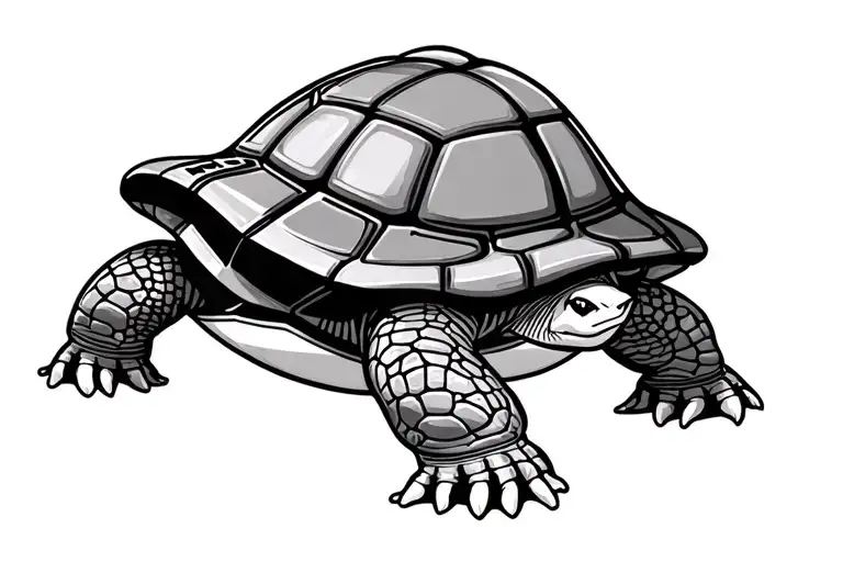 A cartoon turtle in a Nascar tattoo design idea