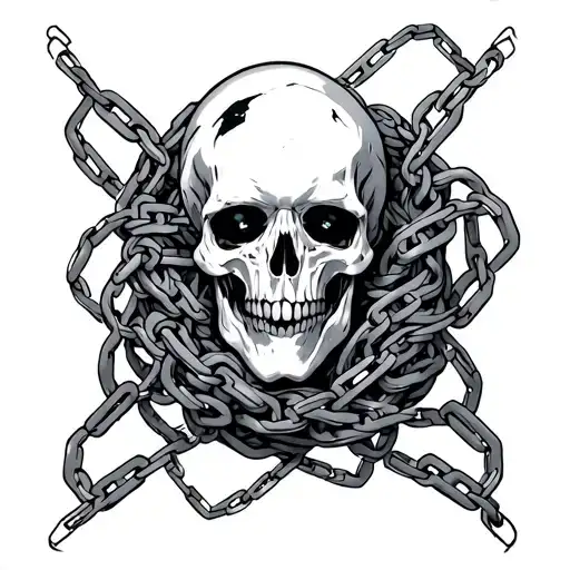 cyber sigilism chains wrapped tattoo design idea