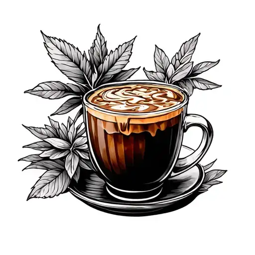 iced coffee, plants tattoo design idea