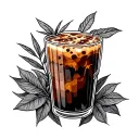 iced coffee, plants tattoo design idea