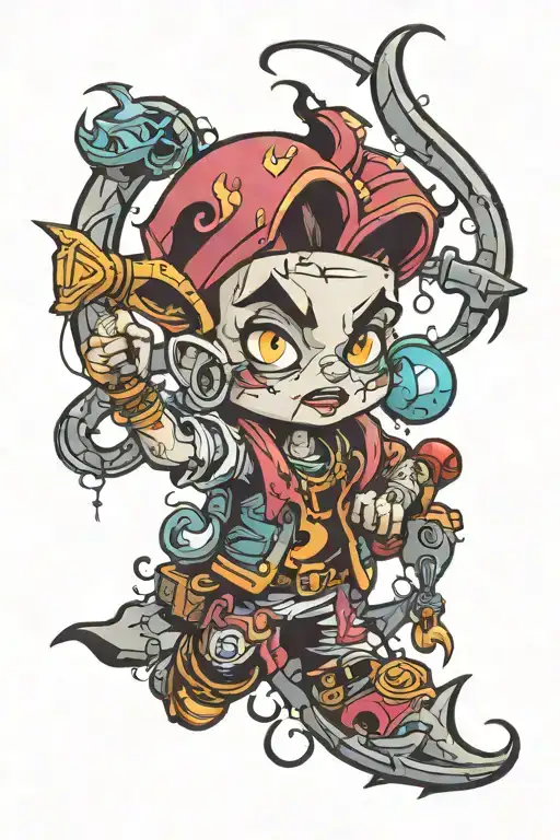 arcane jinx new school to cartoon style tattoo design idea