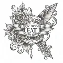eating disorder symbol saying if you never eat you'll never grow tattoo design idea