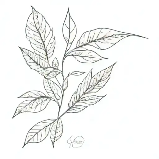 the name meghanSaje and sage leaves tattoo design idea