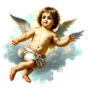 Cherubs and background clouds tattoo design idea