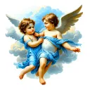 Cherubs and background clouds tattoo design idea