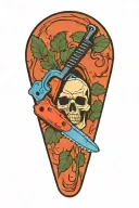 chainsaw, skull tattoo design idea