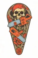 chainsaw, skull tattoo design idea